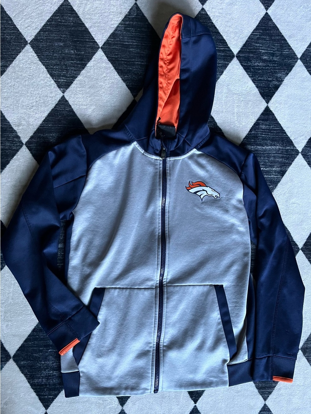 NFL Navy, Gray & Orange Kids Full-Zip Hoodie